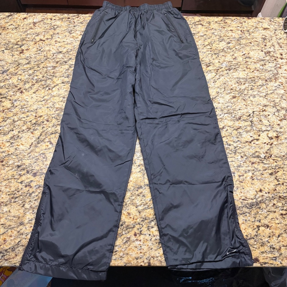 Nike Vintage Black Nylon Windbreaker Track Pants Jersey Lined Small 4-6 Boy